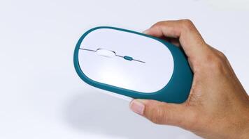 A white computer mouse isolated on a white background. photo
