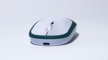 A white computer mouse isolated on a white background. photo