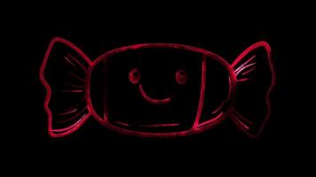 Neon frame effect, Candy Wrapper candy wrapper with a smiling face on black background video