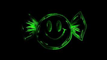 Neon frame effect, Candy Wrapper candy wrapper with a smiling face on black background video