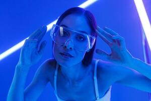 Concept of futuristic virtual reality technology or entertainment system photo