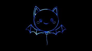 Neon frame effect, Fun Batty Balloon balloon shaped like a bat with a cheerful expression on black background video