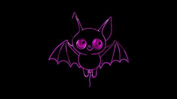 Neon frame effect, Fun Batty Balloon balloon shaped like a bat with a cheerful expression on black background video