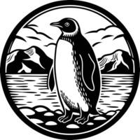 Drawing of Penguin on ice vector