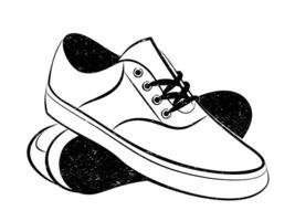 The sketch of a pair sneakers. vector