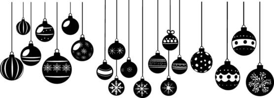 Christmas baubles hanging on strings vector