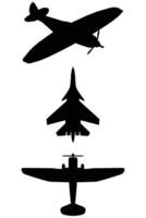 Three planes silhouetted against a white background vector