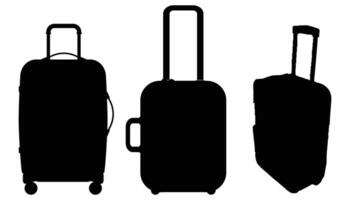 Three silhouettes of suitcases on a white background vector