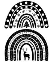 A black and white drawing of a deer and a rainbow vector