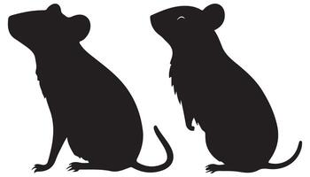 Two black silhouettes of mice on a white background vector