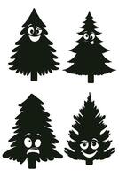 Four different trees with faces and eyes vector