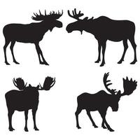 Moose silhouette set illustration vector