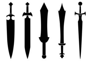 Sword silhouettes on a white background vector