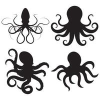 Octopus silhouette set on white background vector