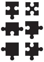A set of black puzzle pieces on a white background vector