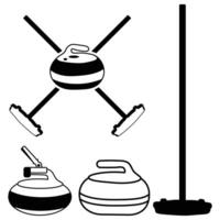 Curling curling stones and sticks vector