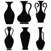 Silhouettes of vases in various shapes and sizes vector