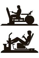 Two silhouettes of people on exercise machines vector