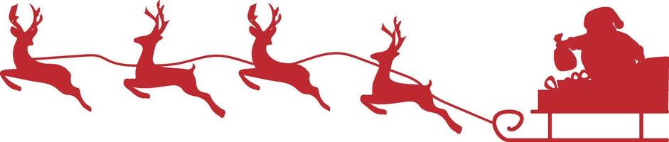 Silhouette of Santa Claus sitting on the throne and reindeer flying in winter vector