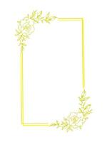 square flower frame in gold color vector