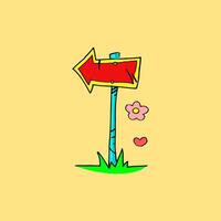 flat cartoon pointing to the left in yellow and red vector