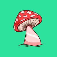 flat cartoon mushroom in red color vector