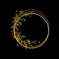 circular flower frame in gold color vector