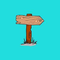 flat cartoon icon of a wooden board pointing to the right vector