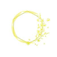 abstract floral frame in gold color vector