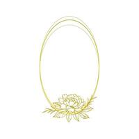 oval shaped flower frame with gold color vector