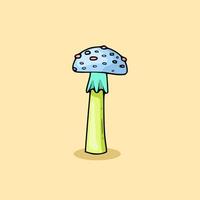 flat cartoon mushroom in blue and red spots vector