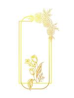 gold colored square frame with floral ornaments vector