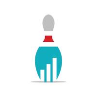 pin bowling bar chart icon logo design template vector