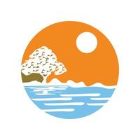 circle landscape icon logo design template vector