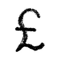 Hand drawn british pound currency symbol. Brush stroke doodle. Single element for design vector