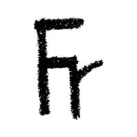 Hand drawn french franc currency symbol. Brush stroke doodle. Single element for design vector