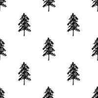 Seamless pattern with geometric minimal scandinavian Christmas tree doodle for decorative print, wrapping paper, greeting cards and fabric vector