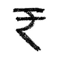 Hand drawn rupee currency symbol. Brush stroke doodle. Single element for design vector