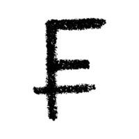 Hand drawn swiss franc currency symbol. Brush stroke doodle. Single element for design vector