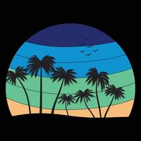 Retro Vintage Sunset Beach Design T Shirt design vector