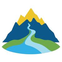 Abstract Mountain Landscape with River and Hills Icon vector