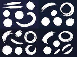 Set of Hand-Drawn Brush Stroke Circles and Abstract Ink Elements vector