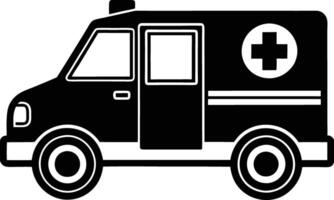 Black Ambulance Icon with Medical Cross Symbol for Emergency and Healthcare Use vector