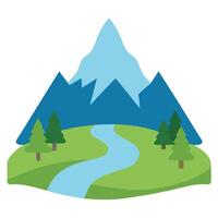Abstract Mountain Landscape with River and Hills Icon vector