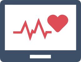 Heart Rate Monitor Icon with ECG Line and Heart Symbol for Healthcare and Fitness vector