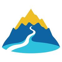 Abstract Mountain Landscape with River and Hills Icon vector