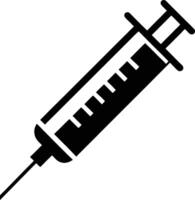 Black Syringe Icon for Medical and Healthcare Use on White Background vector