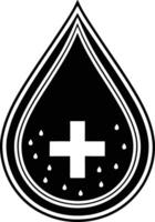 Medical Blood Drop Icon with Cross Symbol for Healthcare and Donation Concepts vector