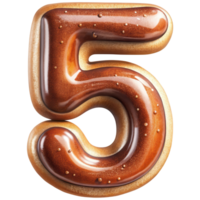 Letter 5 Set of Chocolate Alphabet Letters Numbers with Glossy Finish and 3D Effect png