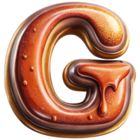 Letter G Set of Chocolate Alphabet Letters Numbers with Glossy Finish and 3D Effect png